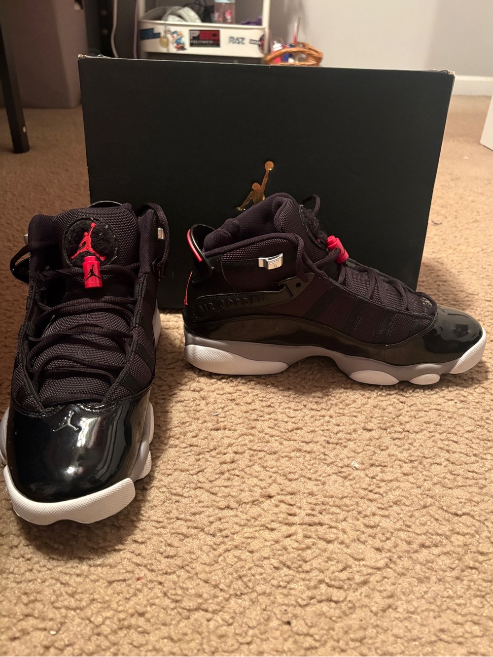 Jordan Black/Red/White Low Top Sneakers - Picture 2 of 5
